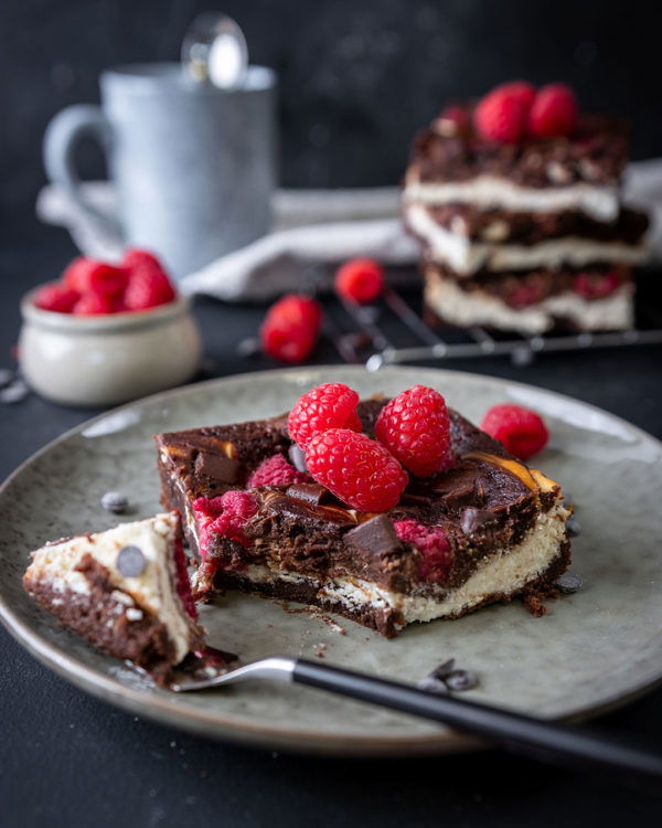 Cheesecake Brownies Mit Himbeeren Rezept Schokoladig Fudgy Lecker